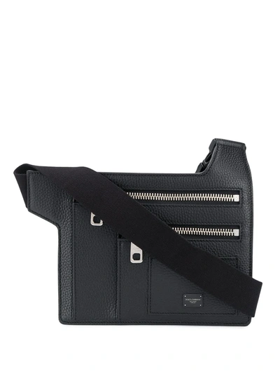 Dolce & Gabbana Palermo Angular Multi-zip Flat Belt Bag In Black