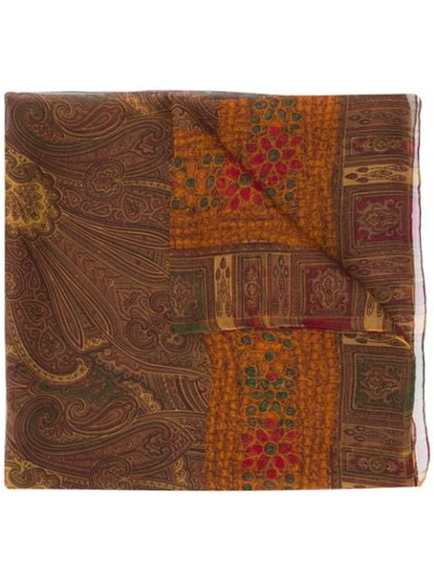 Pre-owned Chanel 1990s Paisley Print Scarf In Brown