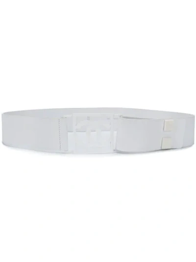 Pre-owned Chanel Square Cc Belt In White