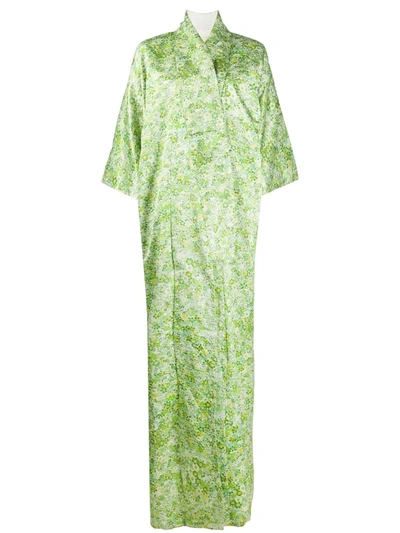 Pre-owned A.n.g.e.l.o. Vintage Cult 1970s Floral Jacquard Kimono In Green