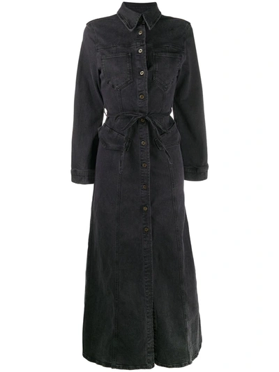 Nanushka Denim Shirt Maxi Dress In Black