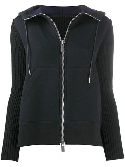 Sacai Ribbed-sleeve Jacket In Black