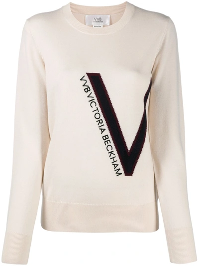 Victoria Victoria Beckham Logo Wool Jumper In Neutrals