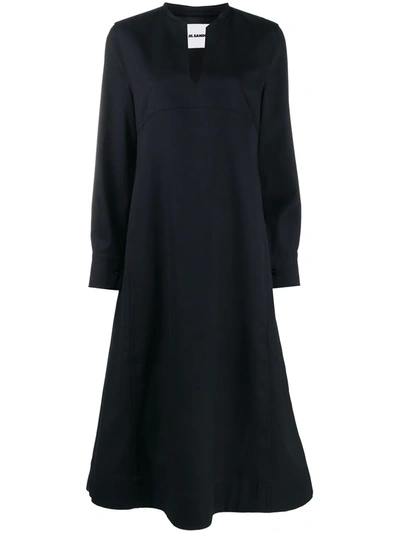 Jil Sander A-line Standing Collar Dress In Black