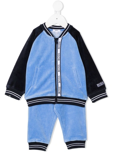 Hugo Boss Babies' Boss Blue Velour Logo Tracksuit