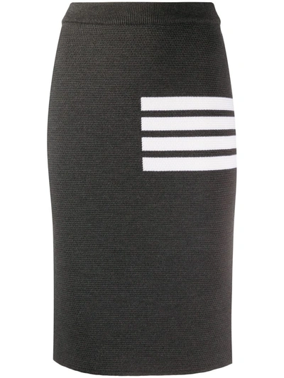 Thom Browne 4-bar Links Stitch Pencil Skirt In Grey