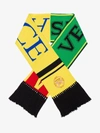 Versace Fringed Logo Scarf In Yellow/orange