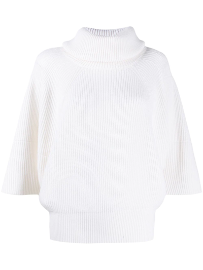 Givenchy Puff Sleeve Turtleneck Cashmere Sweater In White
