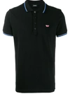 Diesel Logo-embroidered Cotton-piqué Polo Shirt In Black