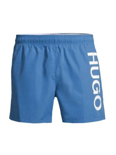 Hugo Men's Abas Logo Swim Trunks In Blue