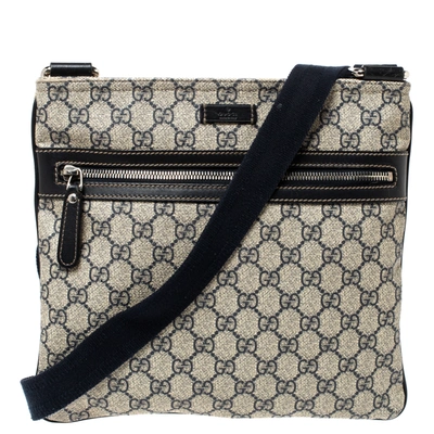 Pre-owned Gucci Beige Gg Supreme Canvas And Leather Crossbody Bag