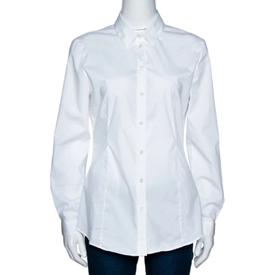 Pre-owned Burberry White Stretch Cotton Long Sleeve Shirt S