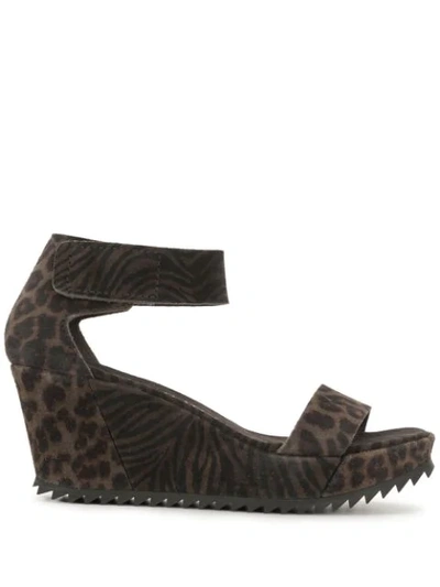 Pedro Garcia Fidelia Leopard-print Wedge Sandals In Slate Leopard/ Zebra