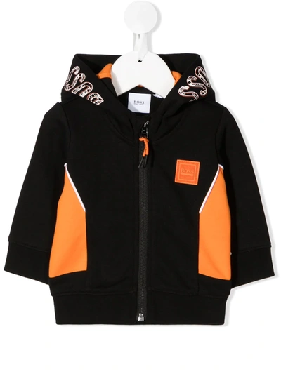 Hugo Boss Babies' Zip-up Logo Hoodie (6-36 Months) In Black