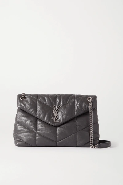 Saint Laurent Loulou Puffer Medium Quilted Leather Shoulder Bag In Dark Gray