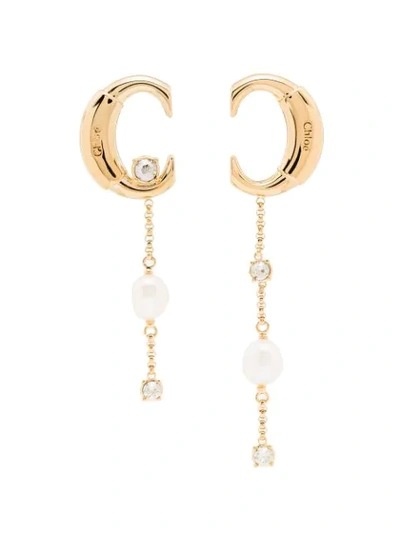 Chloé Gold Tone Darcey Asymmetrical Earrings