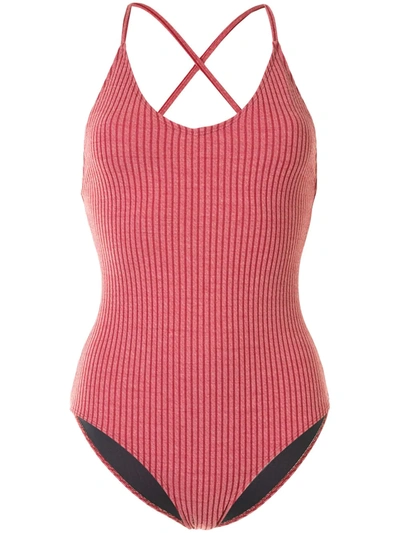 Duskii Margot Striped Swimsuit In Red