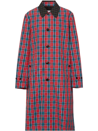 Burberry Keats Checked Single-breasted Twill Trench Coat In Red