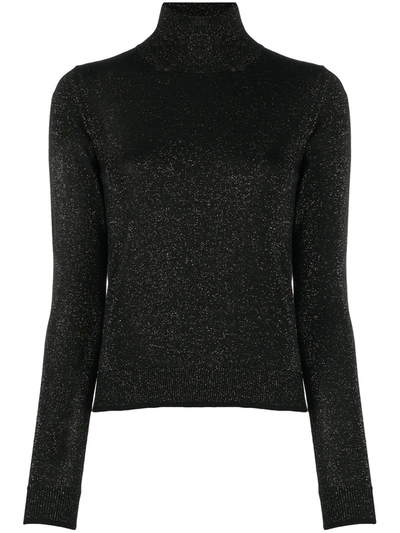 Nuur Glitter Merino Wool Turtleneck Jumper In Black