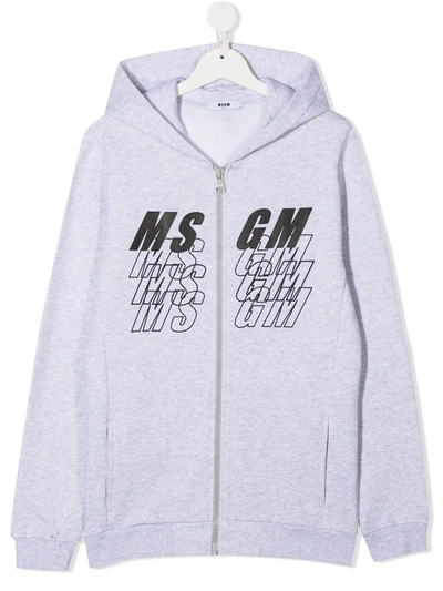 Msgm Teen Graphic Print Hoodie In White