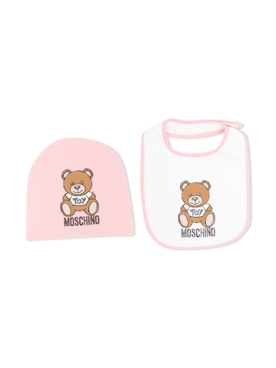 Moschino Kids' Teddy Bear Bib In Pink