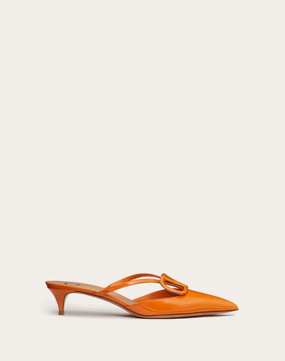 Valentino Garavani Vlogo Signature Patent Leather Mule 40mm / 1.6 In. In Orange