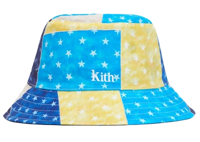 Pre-owned Kith  Tie Dye Stars Bucket Hat Blue