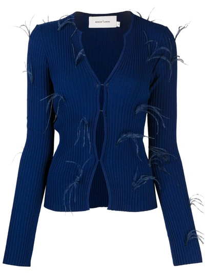 Marques' Almeida Ostrich Feather Knit Cardigan In Blue