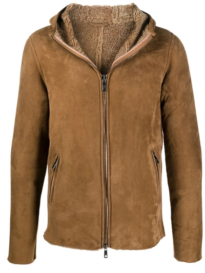 Giorgio Brato Hooded Zipped Jacket In Brown