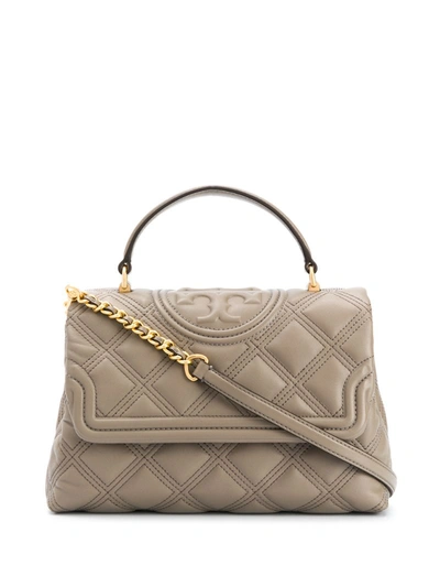 Tory Burch Fleming Soft Top-handle Satchel In Grey