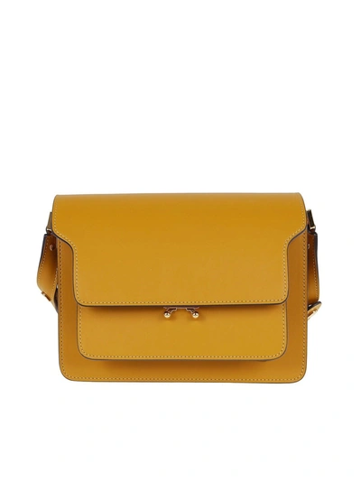 Marni Trunk Saffiano Leather Bag In Yellow