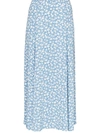 Reformation Zoe Floral-print Crepe Midi Skirt In Blue