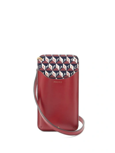 Anya Hindmarch I Am A Plastic Bag Leather-trimmed Printed Coated-canvas Phone Case In Claret