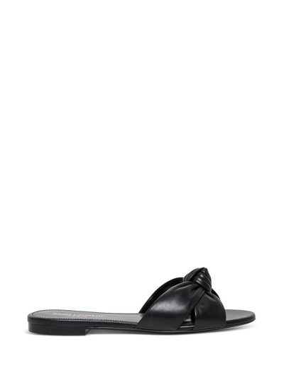 Saint Laurent Bianca Flat Sandals In Black