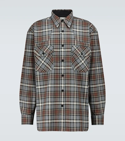 Dries Van Noten Carwick Plaid Cotton Flannel Shirt In Grey