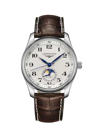 Longines Master 40mm Stainless Steel & Alligator Strap Moon-phase Watch