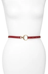 Chloé Skinny Leather Belt In Burnt Mahogany