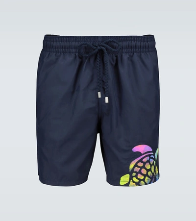 Vilebrequin Motu Mid-length Logo-detailed Swim Shorts In Blue