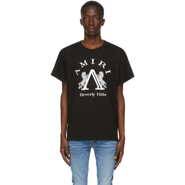 Amiri Beverly Hills Logo-print Cotton-jersey T-shirt In Black | ModeSens