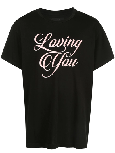 Amiri Loving You-print Cotton-jersey T-shirt In Black