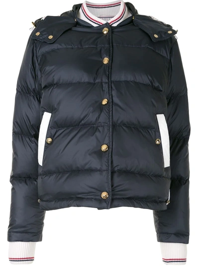 Thom Browne Hooded Quilted Down-filled Jacket In Blue