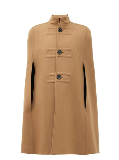 Saint Laurent Flared Brushed-wool Cape In Camel