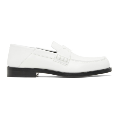 Maison Margiela Camden Collapsible-heel Leather Penny Loafers In Weiss