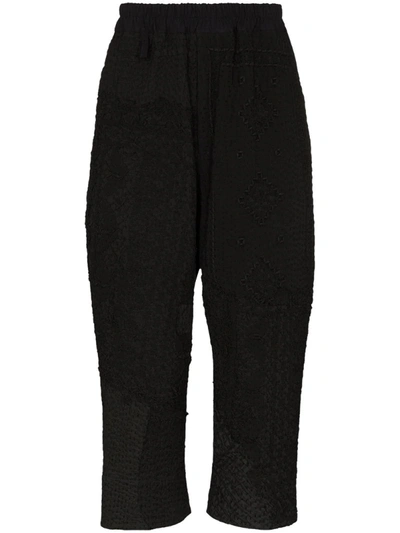 By Walid Gerald Cropped Crêpe Trousers In Black