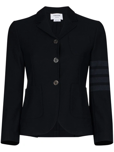 Thom Browne 4-bar Stripe Cropped Blazer In Blue