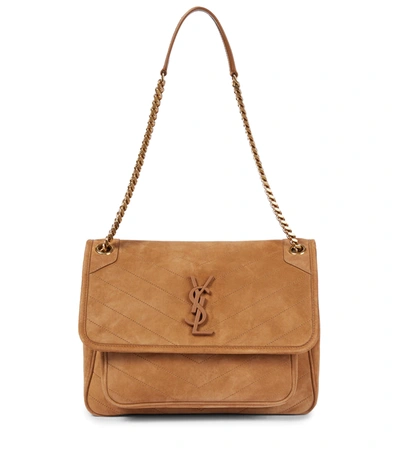 Saint Laurent Niki Medium Ysl Monogram Flap Shoulder Bag In Brown