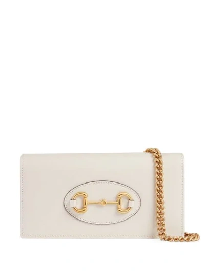 Gucci 1955 Horsebit Wallet In Chain In White