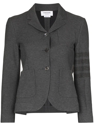 Thom Browne 4-bar Stripe Cropped Blazer In Grey