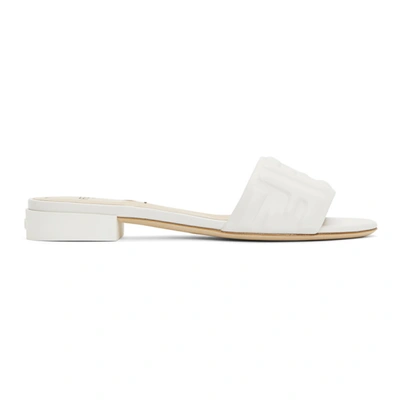 Fendi Ff Embossed Logo Slide Sandal In White