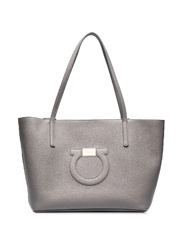 Salvatore Ferragamo Grey City Leather Tote Bag ModeSens